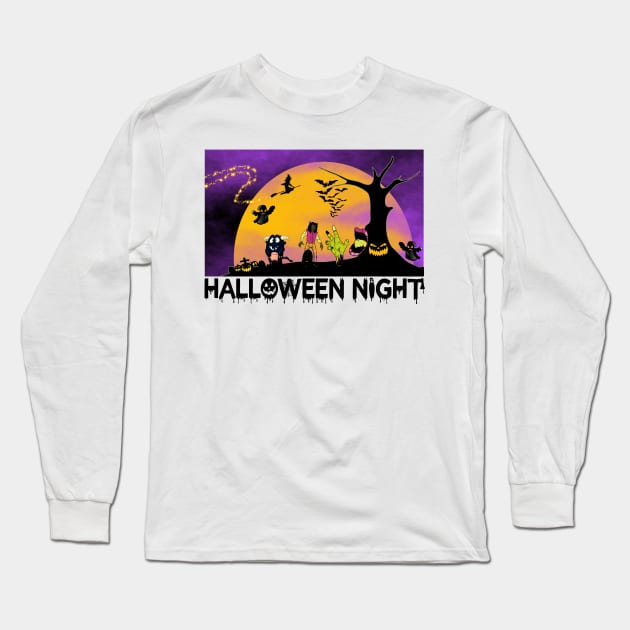 Halloween Night With Guest tee design birthday gift graphic Long Sleeve T-Shirt by TeeSeller07